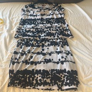 212 Collection, black and white 2 pc dress. Top is large and skirt is XL.